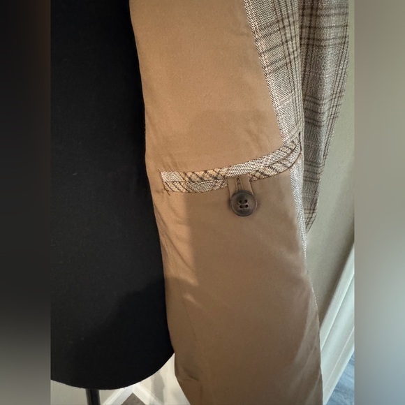 Madewell Plaid Double Breasted Blazer Mens XL Tan Brown Woven Sport Coat - Picture 6 of 9